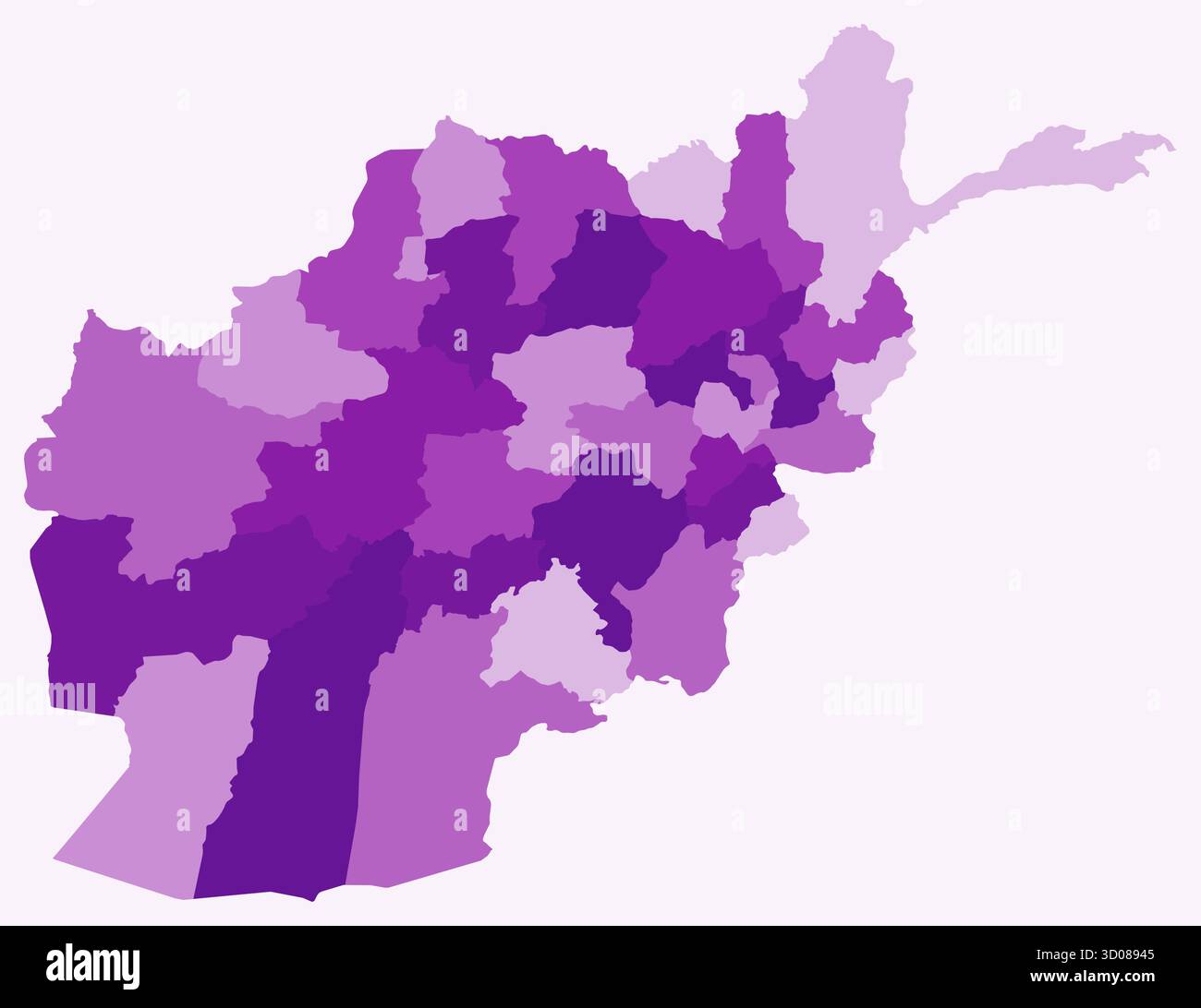 Carte de l'Afghanistan avec les régions. Juste une carte de frontière de pays simple avec division de région. Palette de couleurs violettes. Illustration de Vecteur