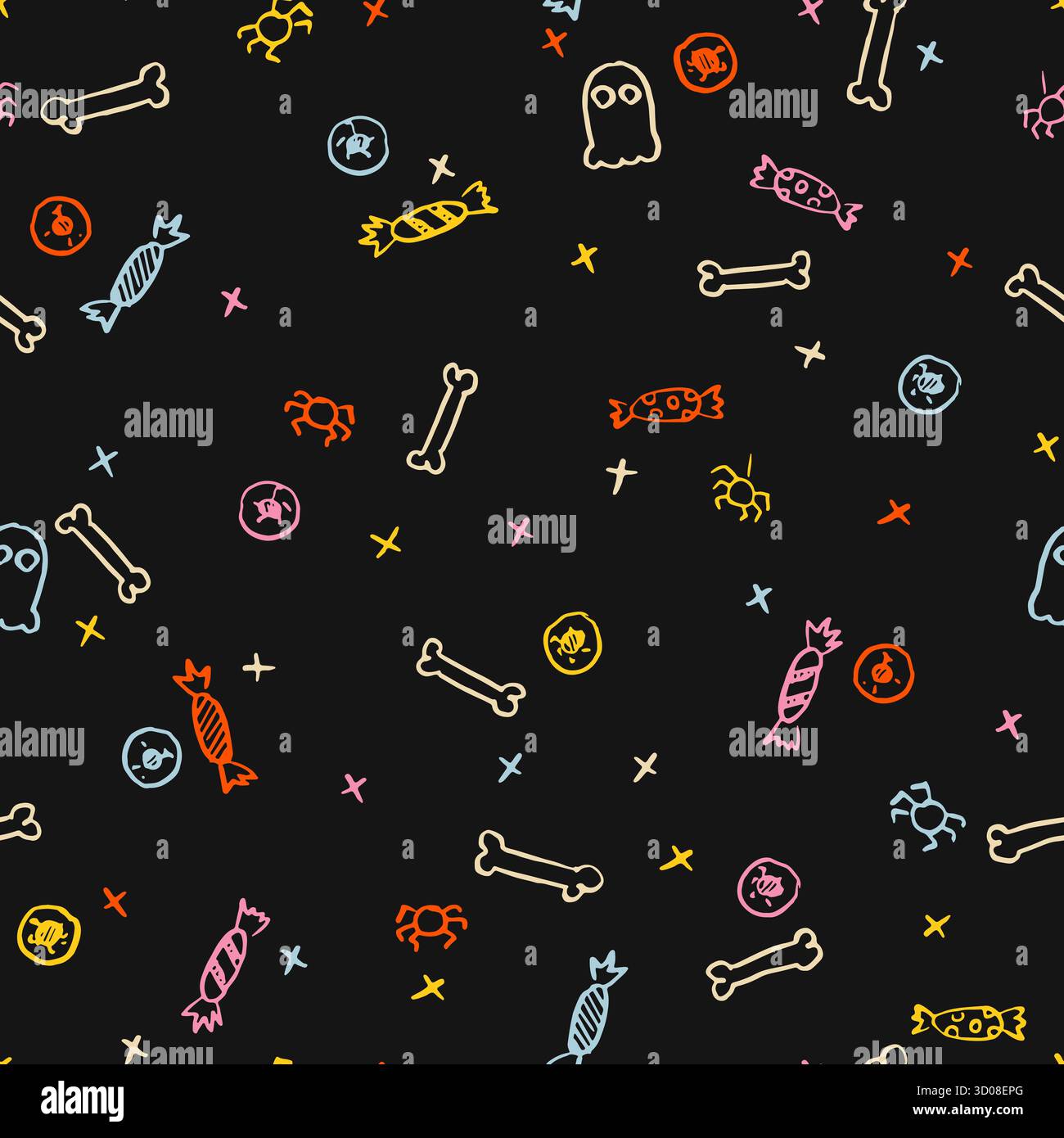 Motif sans couture Trick Treat d'Halloween Illustration de Vecteur