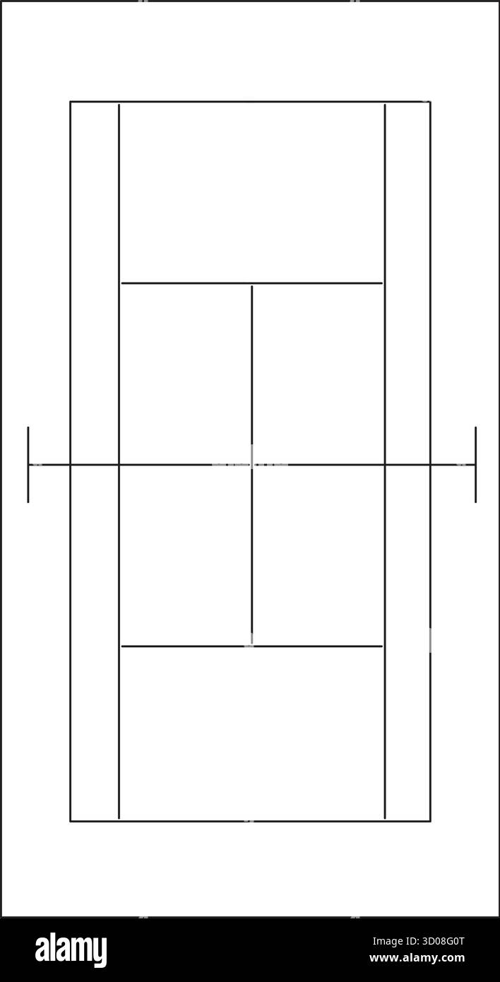 Une élévation simple de fenêtre architecturale montre deux grands panneaux divisés par un meneau vertical et de petites poignées Illustration de Vecteur