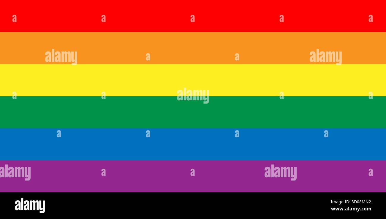 Le drapeau LGBT présente des rayures horizontales aux couleurs de l'arc-en-ciel, symbolisant l'amour et l'acceptation. Cette représentation promeut l'unité et célèbre la diversité dans les communautés du monde entier. Illustration de Vecteur