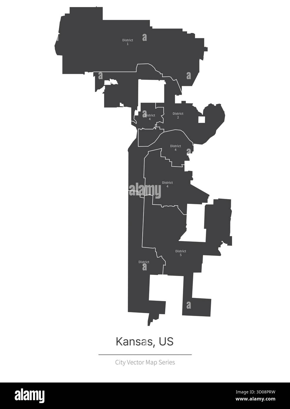 Carte du Kansas. Carte vectorielle de la ville aux États-Unis. Illustration de Vecteur