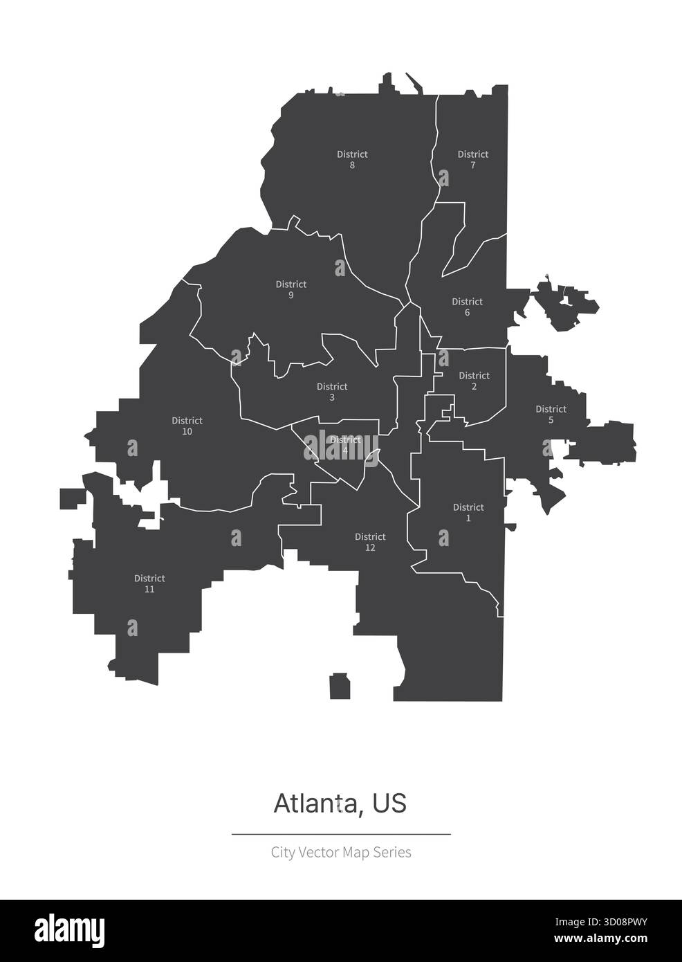 Carte d'Atlanta. Carte vectorielle de la ville aux États-Unis. Illustration de Vecteur