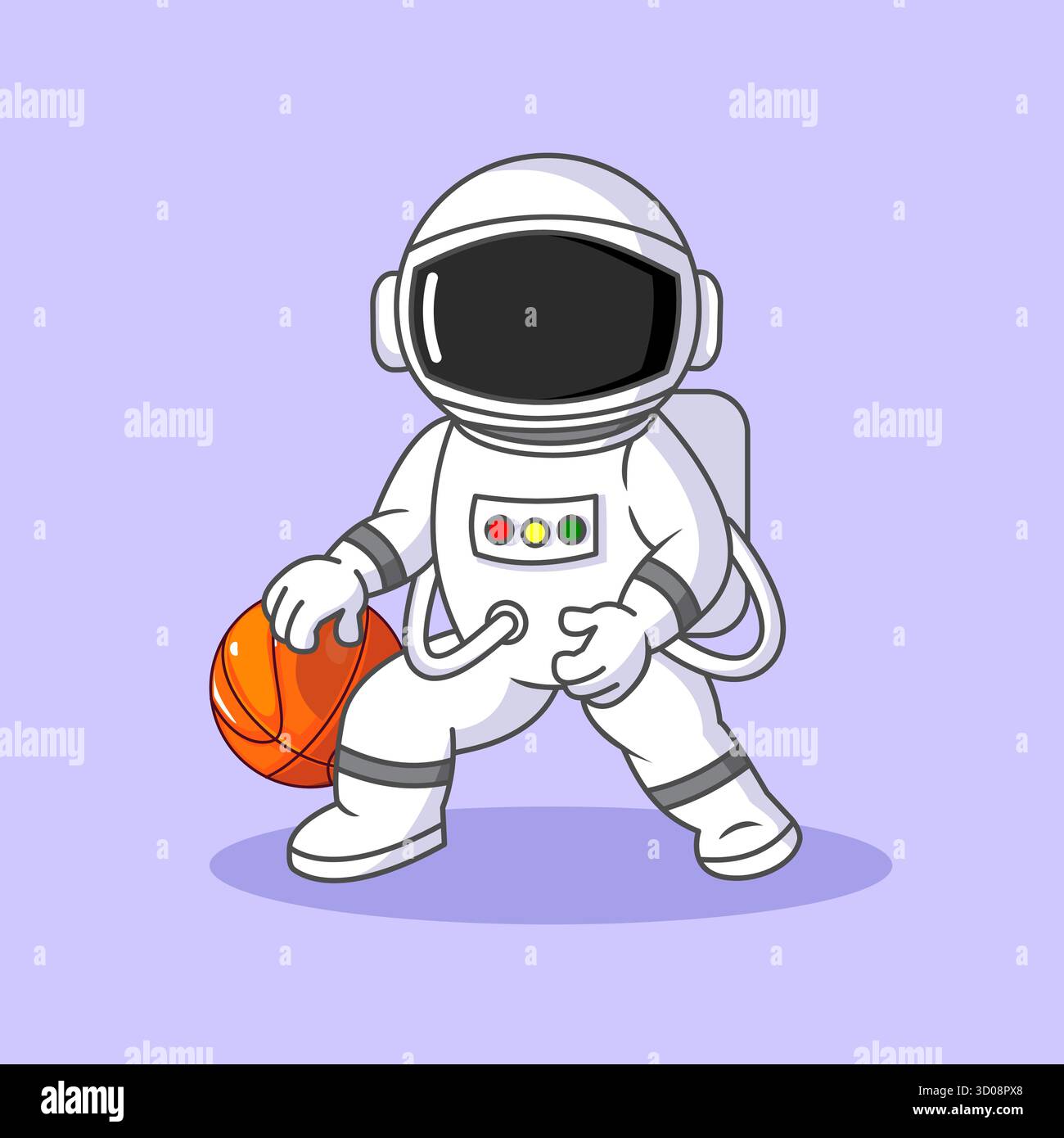 Astronaute dribble un dessin animé d'illustration vectorielle de basket-ball Illustration de Vecteur