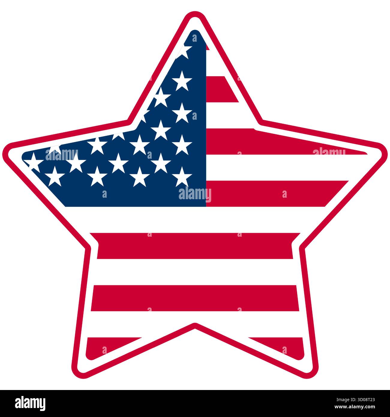 Motif drapeau américain en forme d'étoile avec contour rouge et étoiles blanches Illustration de Vecteur