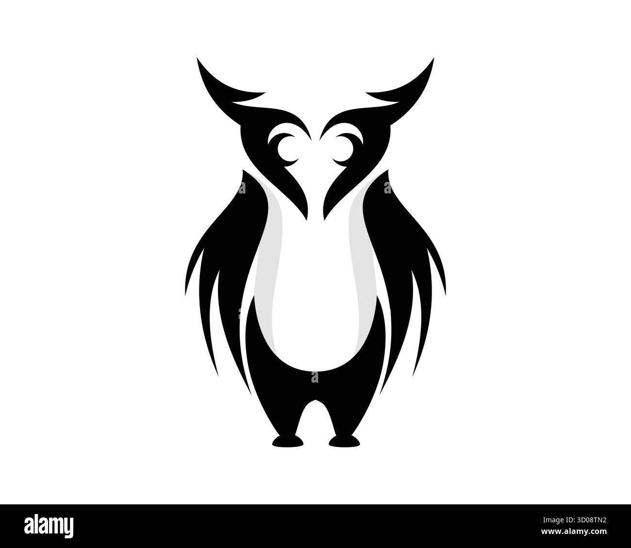 Hibou avec geste debout visualisé avec Silhouette style Illustration de Vecteur