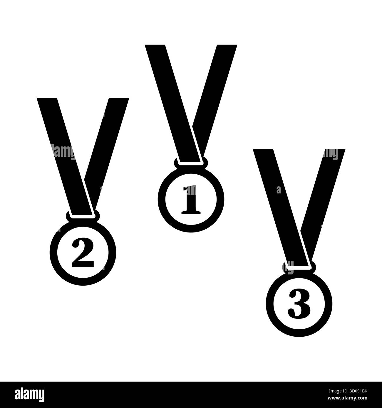 Jeu de médailles. Un prix deux trois. Symbole de victoire. Illustration de compétition vectorielle. SPE 10. Illustration de Vecteur
