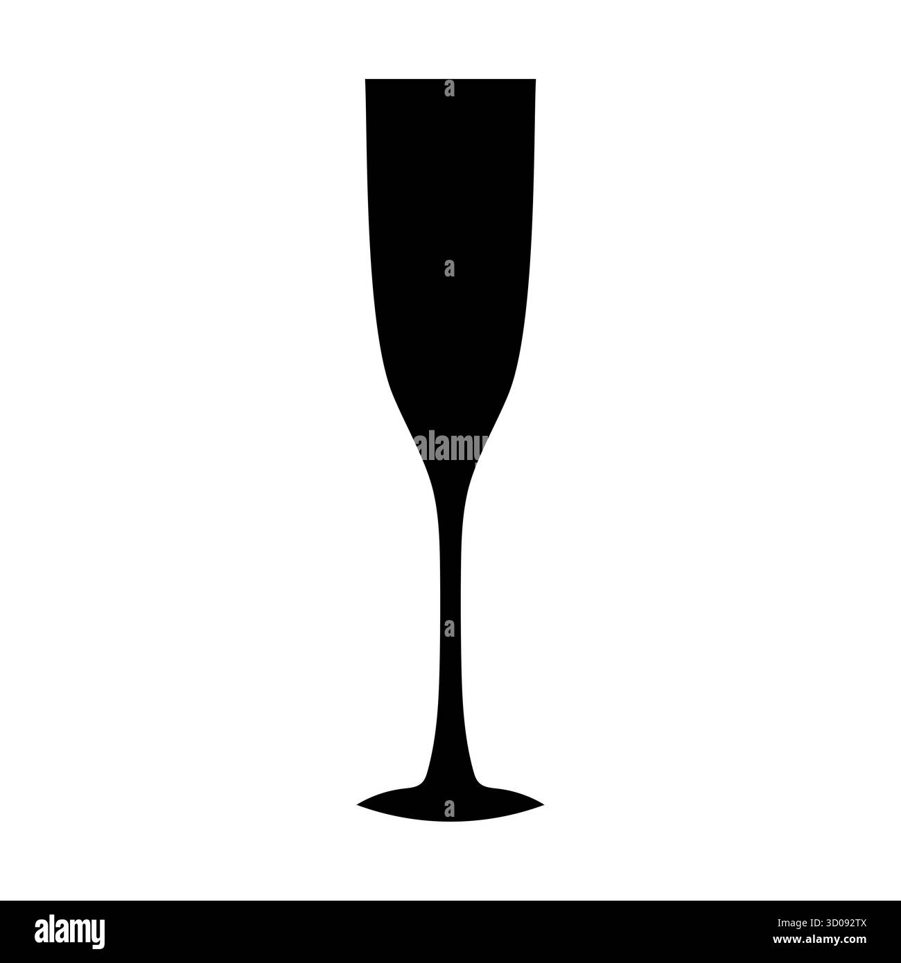La silhouette noire sophistiquée d'une flûte à champagne se dresse sur un fond blanc, symbolisant la célébration et le luxe. Parfait pour faire la fête Illustration de Vecteur