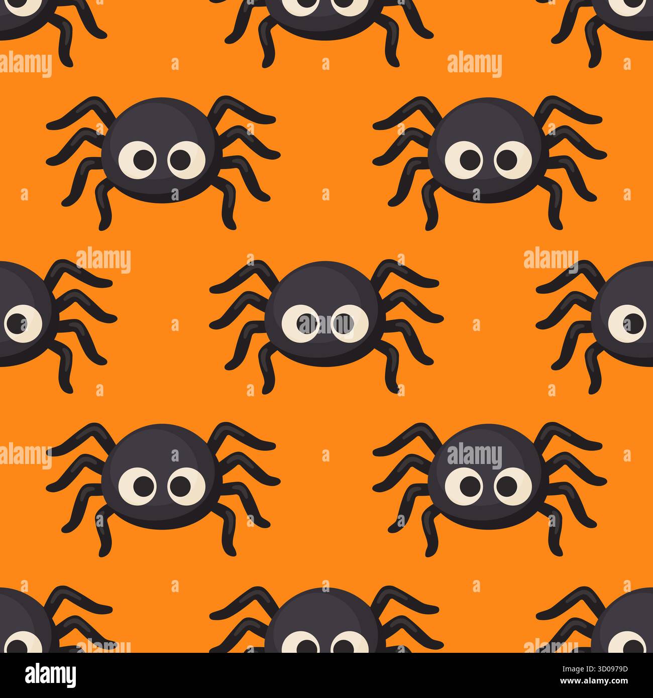 Modèle sans couture avec des araignées mignonnes. Style plat tendance dessiné à la main. Thème d'Halloween. Illustration vectorielle Illustration de Vecteur