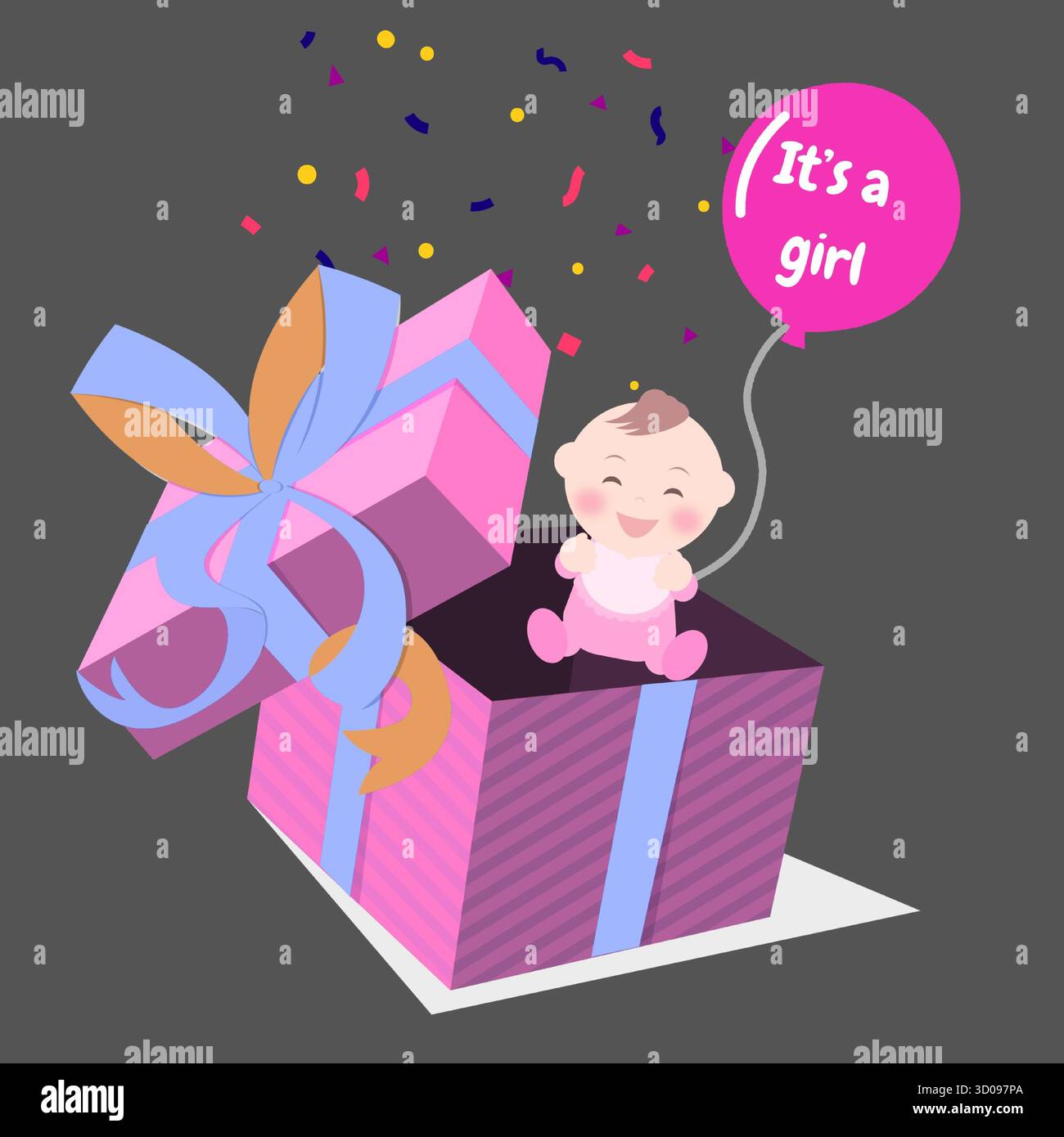 son genre fille révèle la naissance d'anniversaire d'un bébé fille femelle Illustration de Vecteur