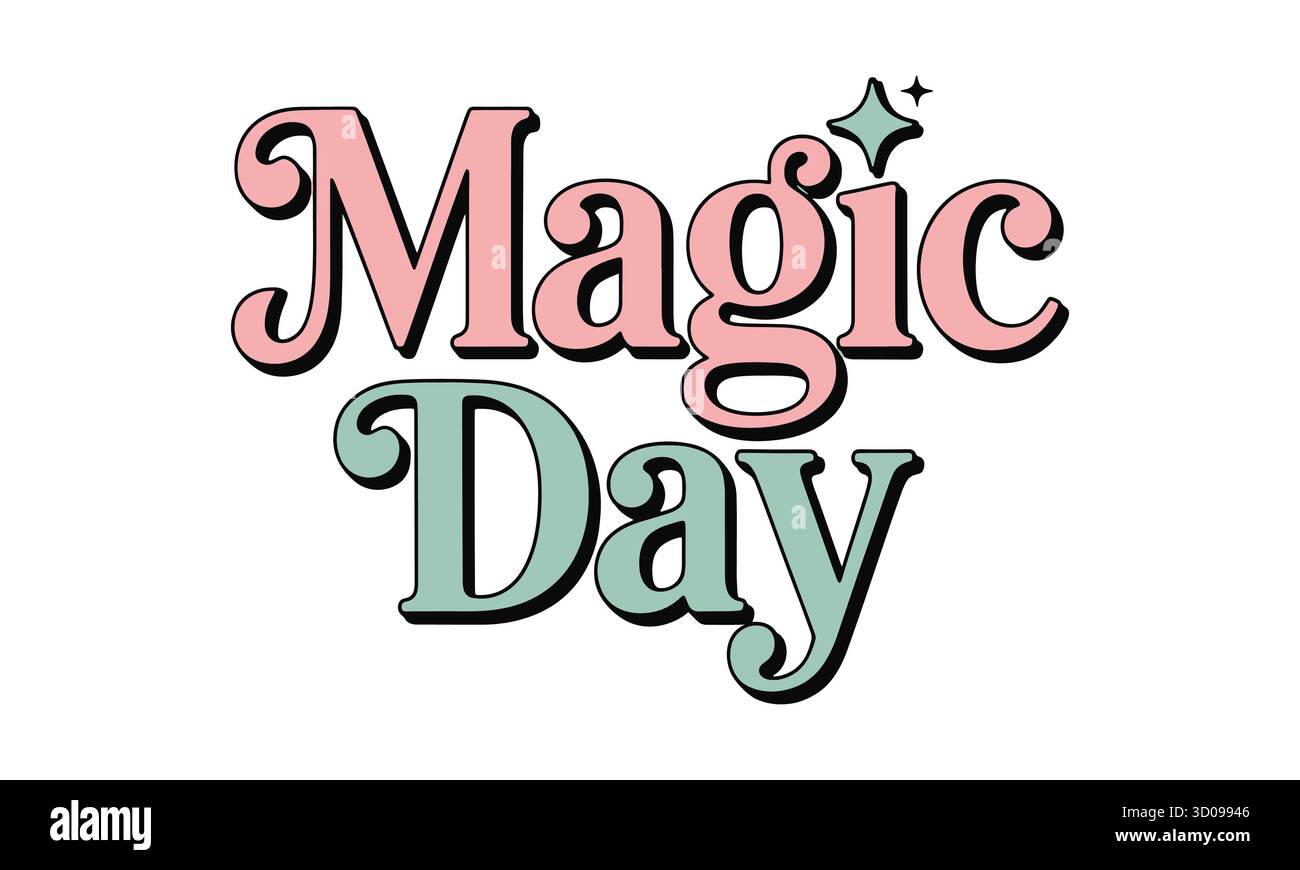 Design graphique rétro Magic Day avec couleurs pastel et étoile Illustration de Vecteur