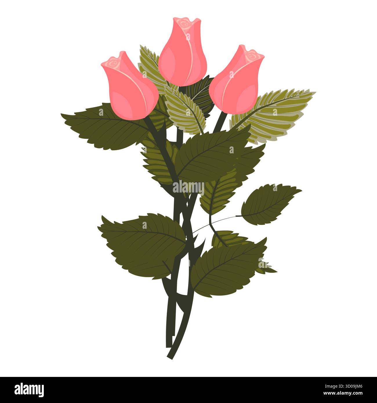Un bouquet de roses rose clair avec trois bourgeons gracieux. Un énorme bouquet luxuriant de fleurs et de bourgeons. Illustration vectorielle sur un fond blanc. Illustration de Vecteur Un bouquet de roses rose clair avec trois bourgeons gracieux. Un énorme bouquet luxuriant de fleurs et de bourgeons. Illustration vectorielle sur un fond blanc. Illustration de Vecteur