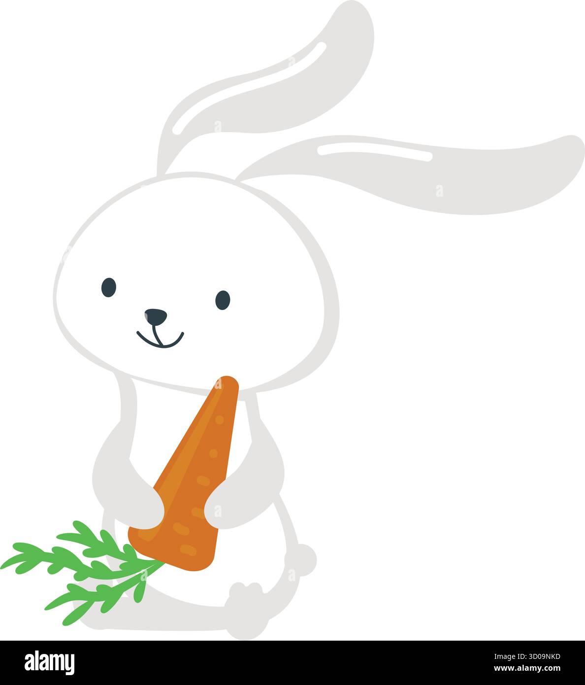 Vecteur de carotte mangeant le lapin de dessin animé mignon. Icône de lapin affamé. Illustration d'animal de lièvre isolé sur fond blanc Illustration de Vecteur