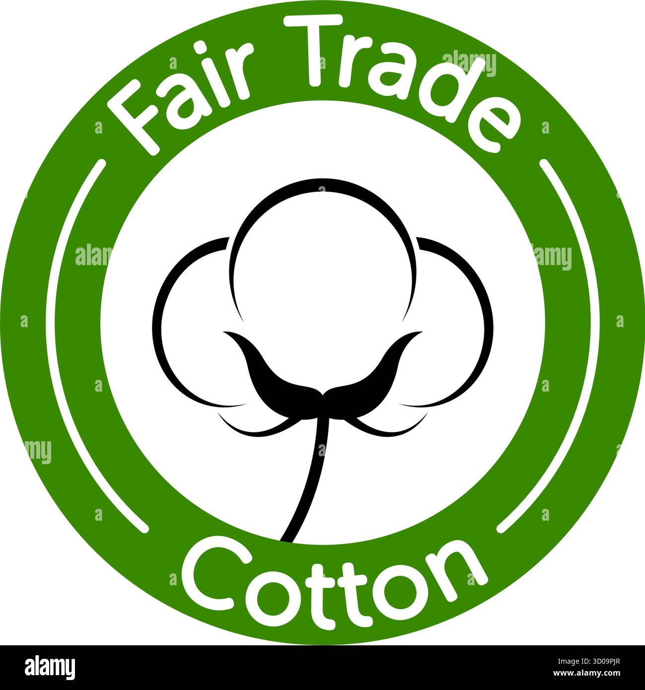 symbole de logo de coton équitable classique simple dans le vecteur d'étiquette de motif de cercle vert isolé sur fond transparent Illustration de Vecteur