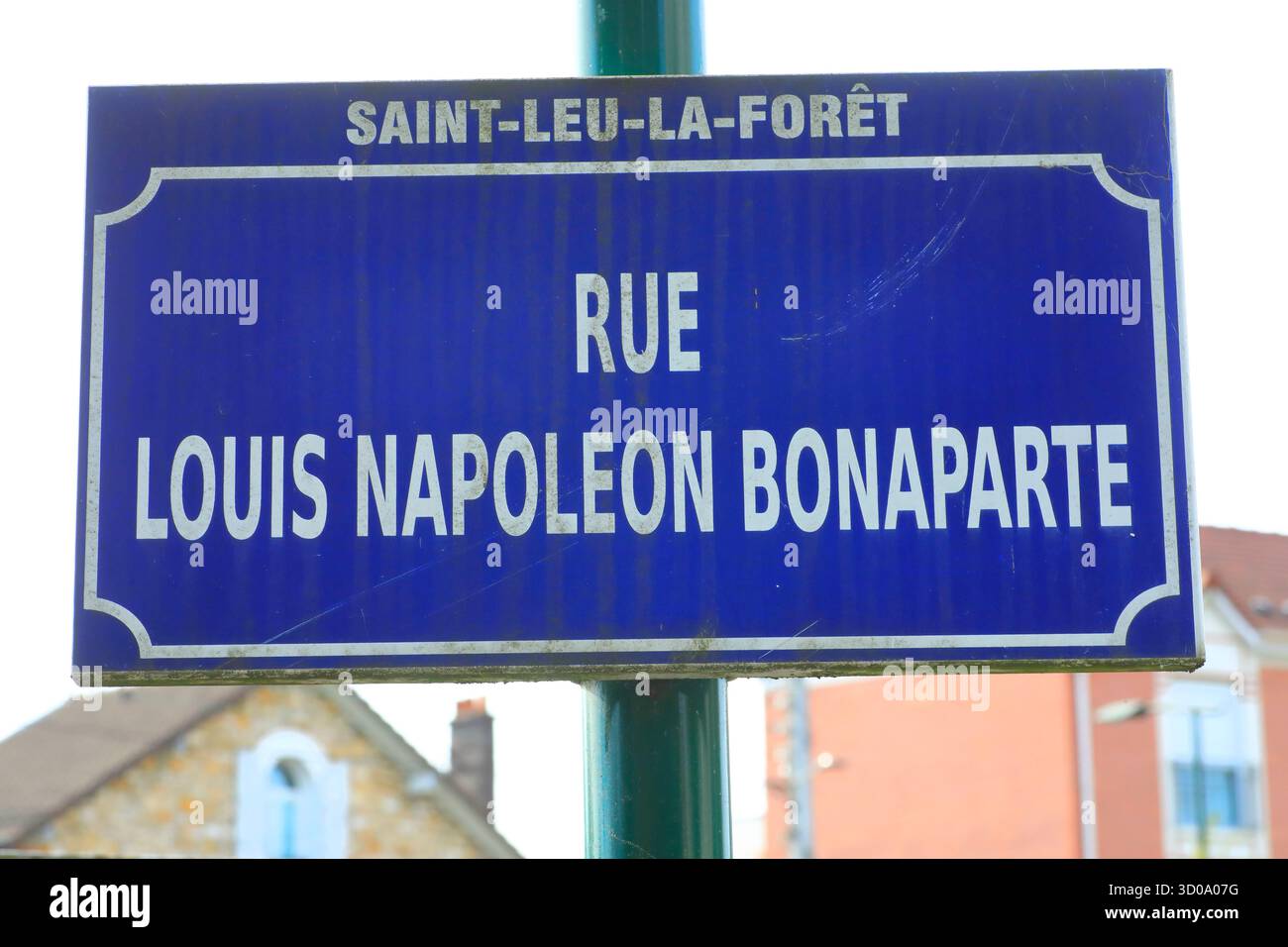 France, Val d'Oise, Vallée de Montmorency, Saint Leu la foret, plaque rue Louis Napoléon Bonaparte Banque D'Images