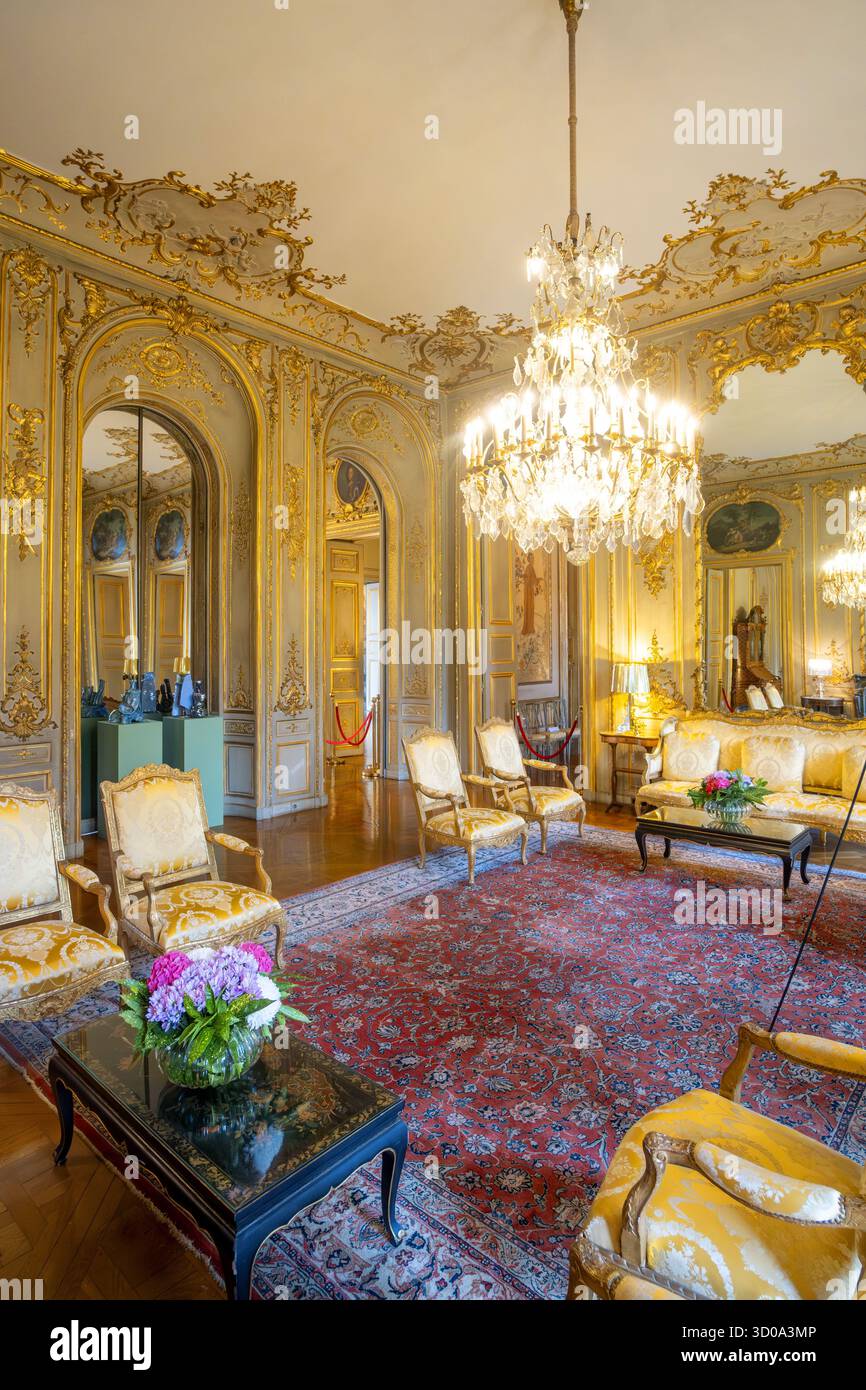France, Paris, Hôtel de Boisgelin ou la Rochefoucauld Doudeauville ou Janvry, siège de l'Ambassade d'Italie, salon des quatre continents Banque D'Images France, Paris, Hôtel de Boisgelin ou la Rochefoucauld Doudeauville ou Janvry, siège de l'Ambassade d'Italie, salon des quatre continents Banque D'Images