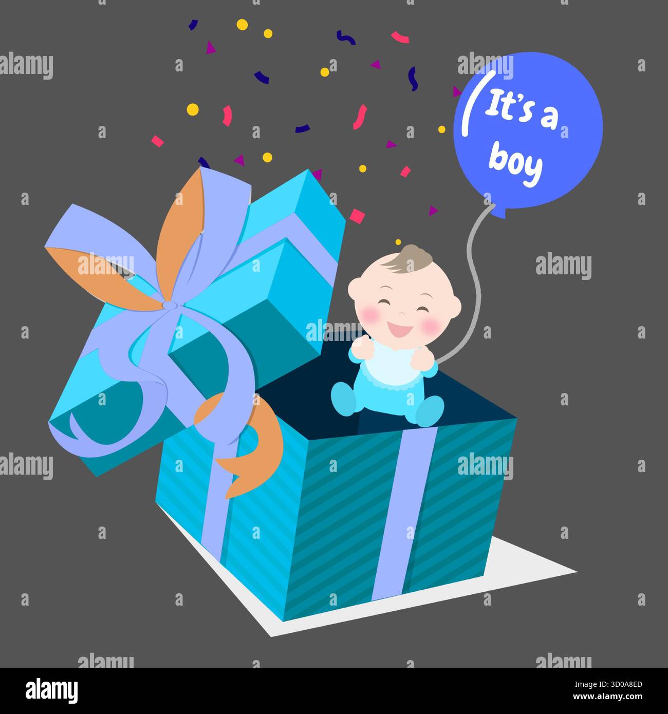 c'est un garçon de sexe révèle la naissance d'anniversaire d'un garçon de sexe masculin bébé Illustration de Vecteur