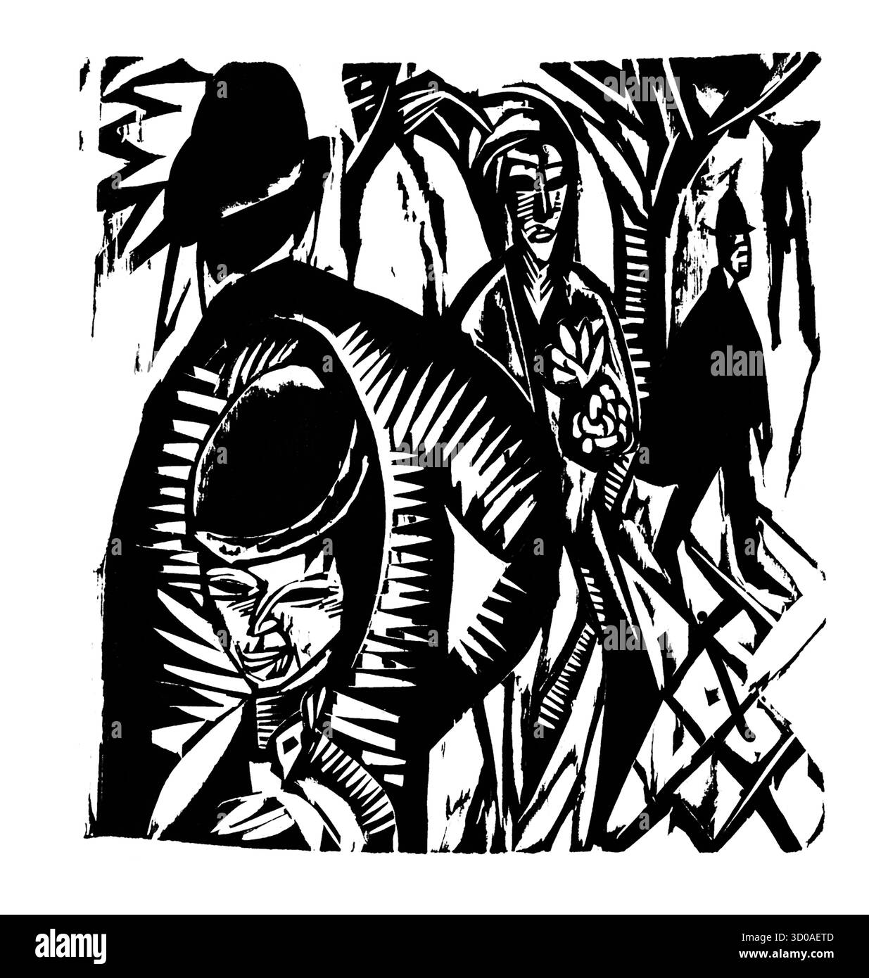 Scène de rue après la pluie par Ernst Ludwig Kirchner, 1914 - imprimé de paysage urbain expressionniste allemand, scène de ville moderniste, public haute résolution Banque D'Images