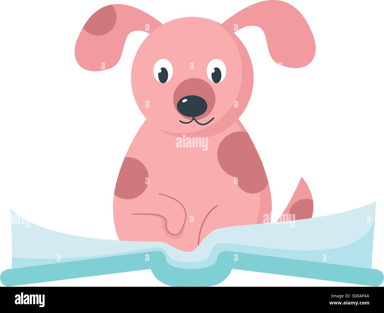 Vecteur drôle de livre de lecture de chien. Icône d'étude d'animal domestique intelligent pour animaux de compagnie. Illustration de personnage mignon isolé sur fond blanc Illustration de Vecteur