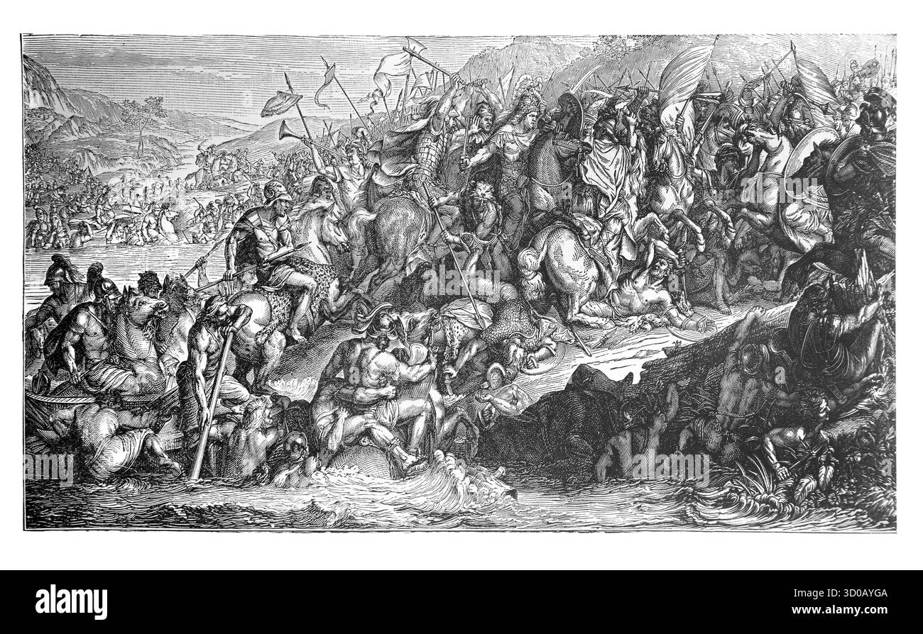 Illustration de la défaite de Sisera et des Cananéens sur les plaines de Jezreel (juges) de l'édition 1890 de la belle histoire joyaux d'or de Reli Banque D'Images