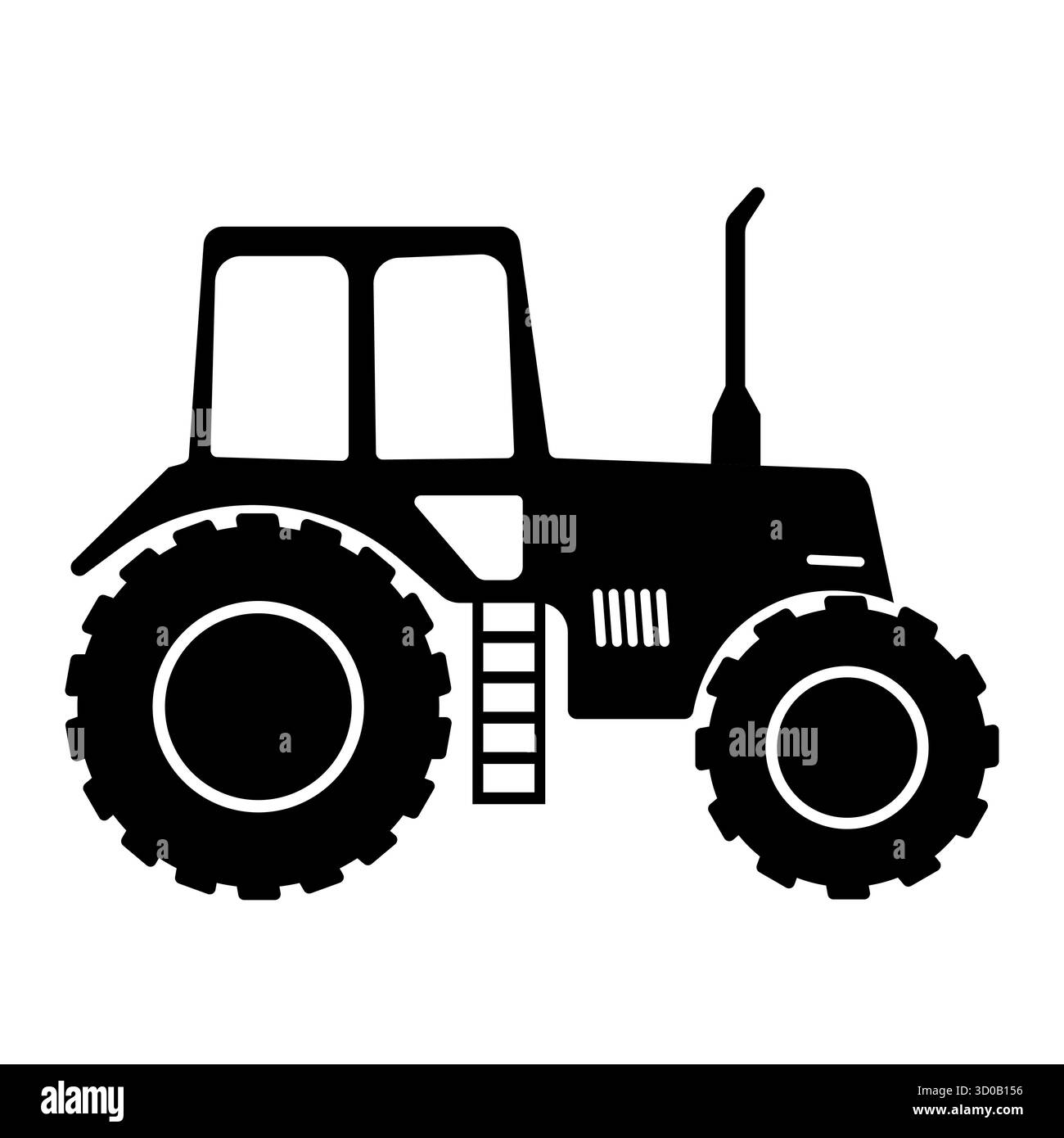 Illustration vectorielle de silhouette de tracteur agricole classique. Parfait pour les logos, les infographies agricoles, les autocollants ou le matériel éducatif, la ferme, les machines. Illustration de Vecteur