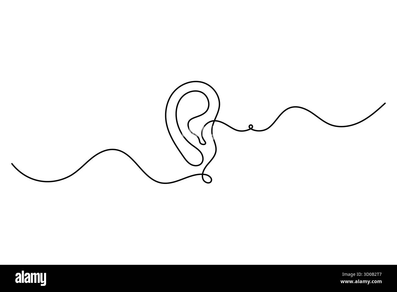 Dessin d'art continu d'oreille humaine d'une ligne d'illustration vectorielle de contour. Illustration de Vecteur