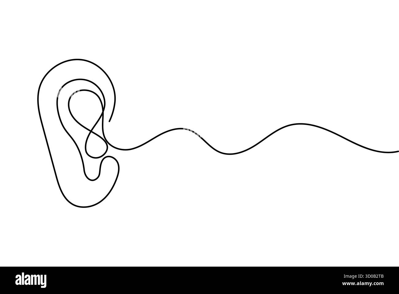 Dessin d'art continu d'oreille humaine d'une ligne d'illustration vectorielle de contour. Illustration de Vecteur