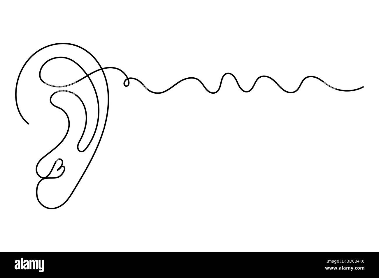 Dessin d'art continu d'oreille humaine d'une ligne d'illustration vectorielle de contour. Illustration de Vecteur