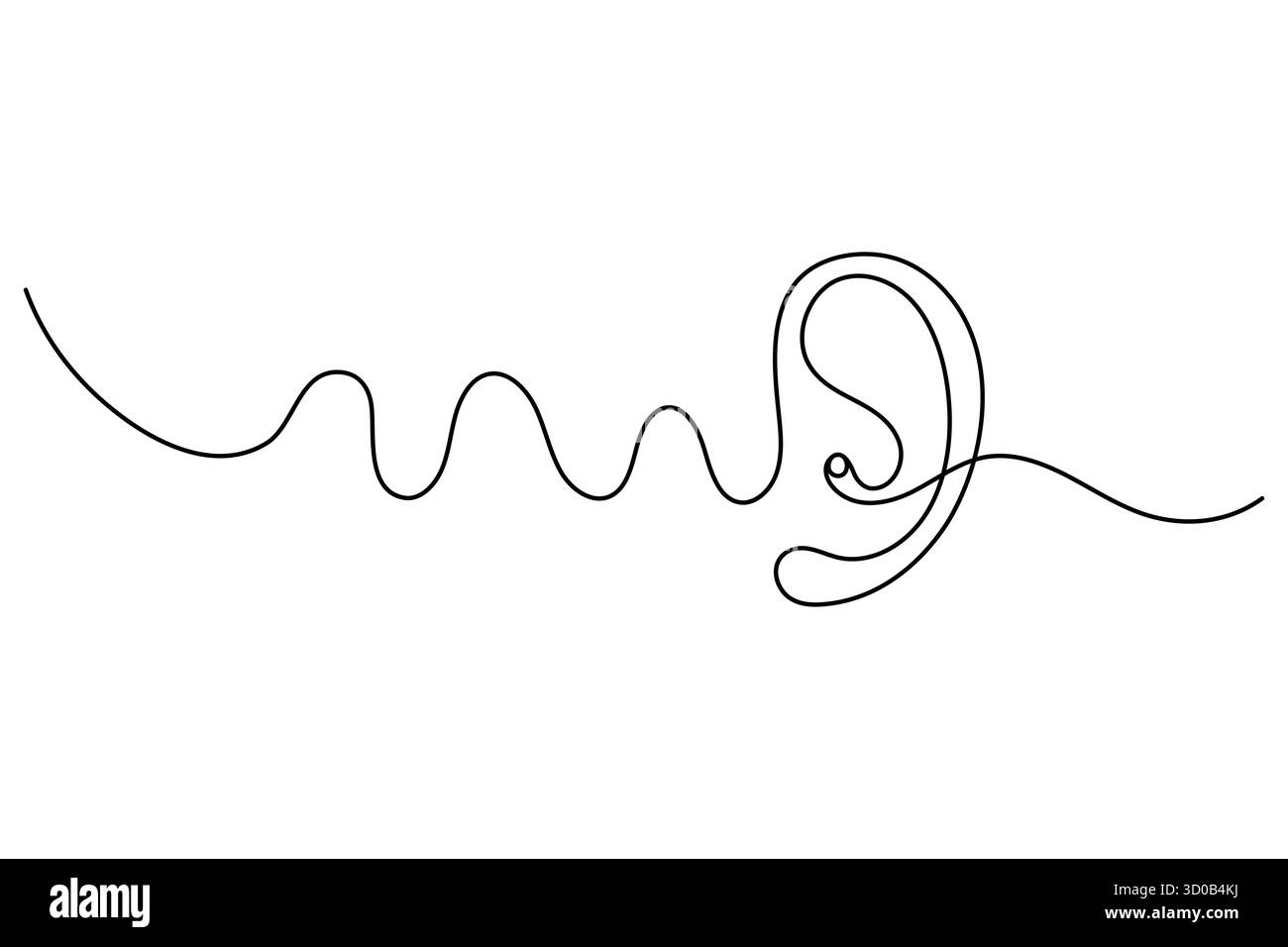 Dessin d'art continu d'oreille humaine d'une ligne d'illustration vectorielle de contour. Illustration de Vecteur