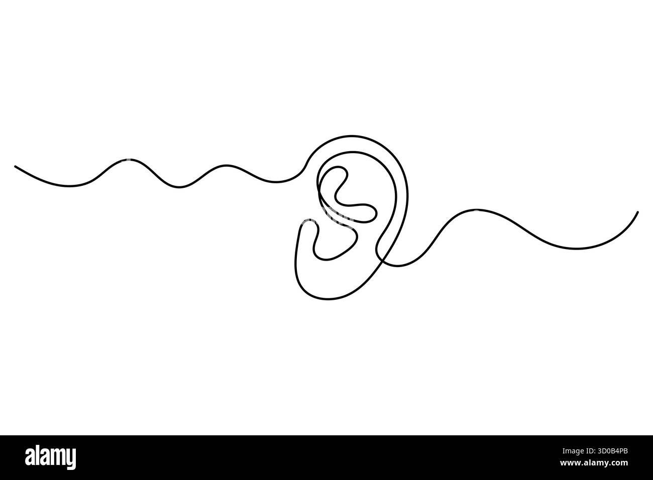 Dessin d'art continu d'oreille humaine d'une ligne d'illustration vectorielle de contour. Illustration de Vecteur