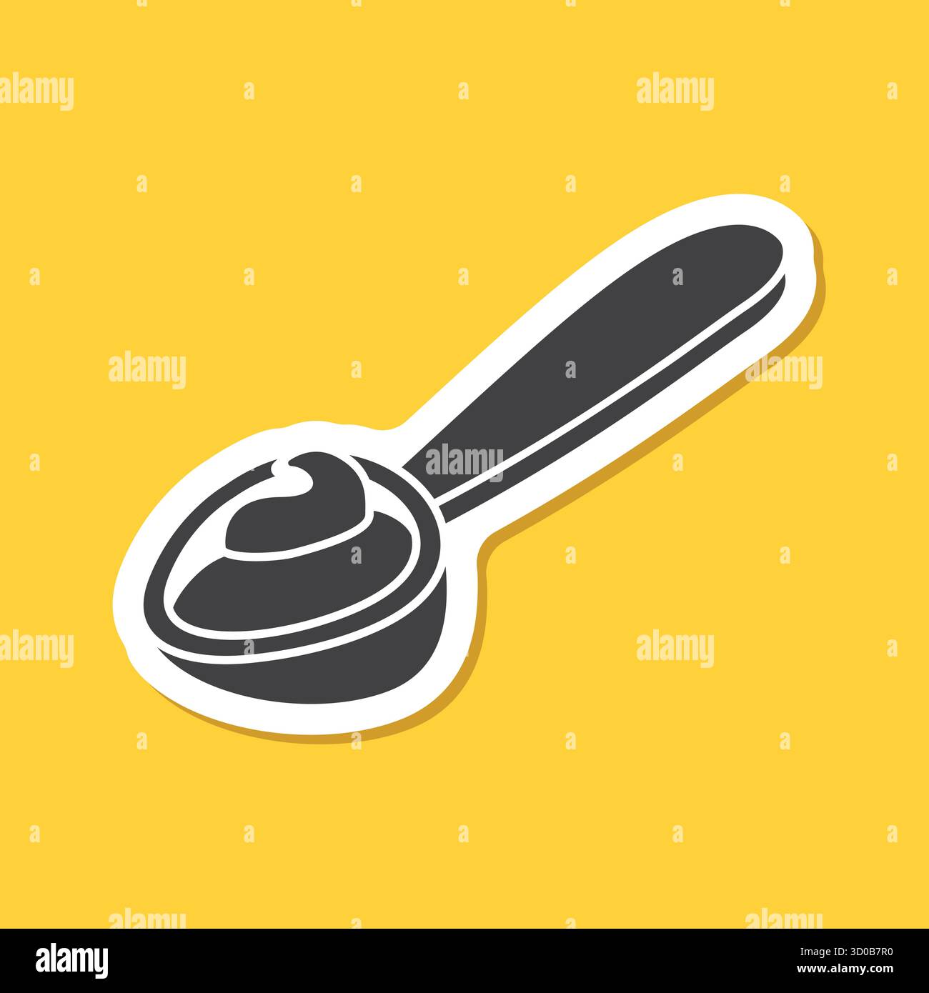 Icône d'autocollant cuillère dans un style plat. Illustration vectorielle de cuillère à café sur fond isolé. Concept d'entreprise de signe de cuillère à soupe. Illustration de Vecteur