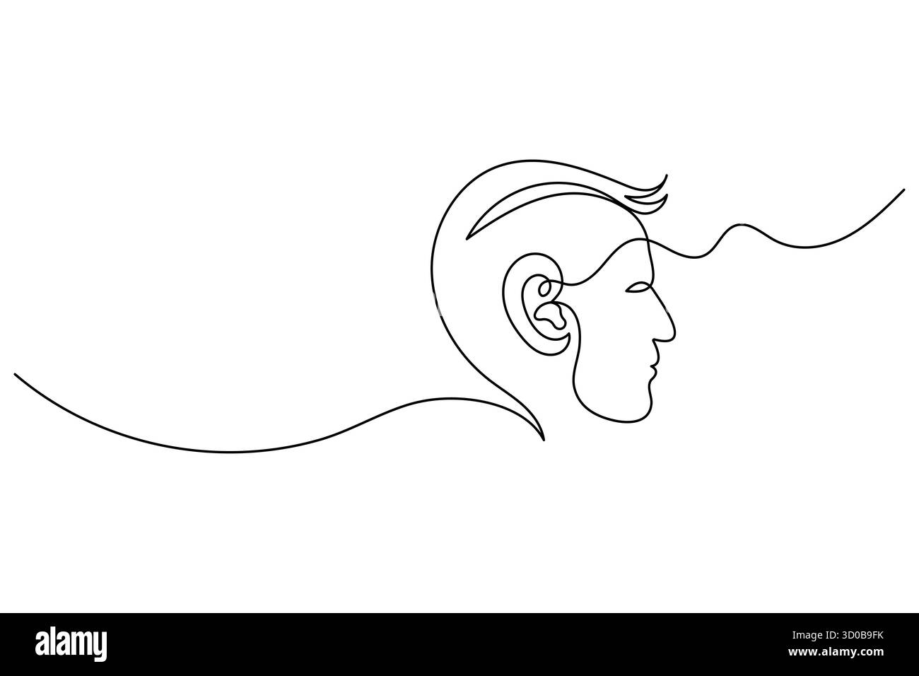 Dessin d'art continu d'oreille humaine d'une ligne d'illustration vectorielle de contour. Illustration de Vecteur