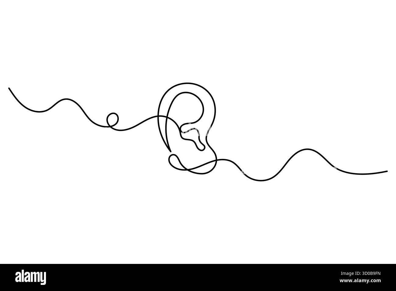 Dessin d'art continu d'oreille humaine d'une ligne d'illustration vectorielle de contour. Illustration de Vecteur