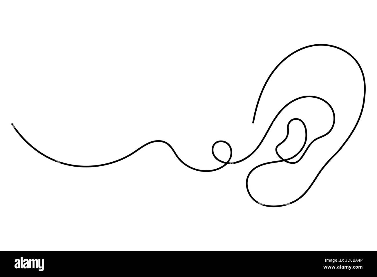 Dessin d'art continu d'oreille humaine d'une ligne d'illustration vectorielle de contour. Illustration de Vecteur