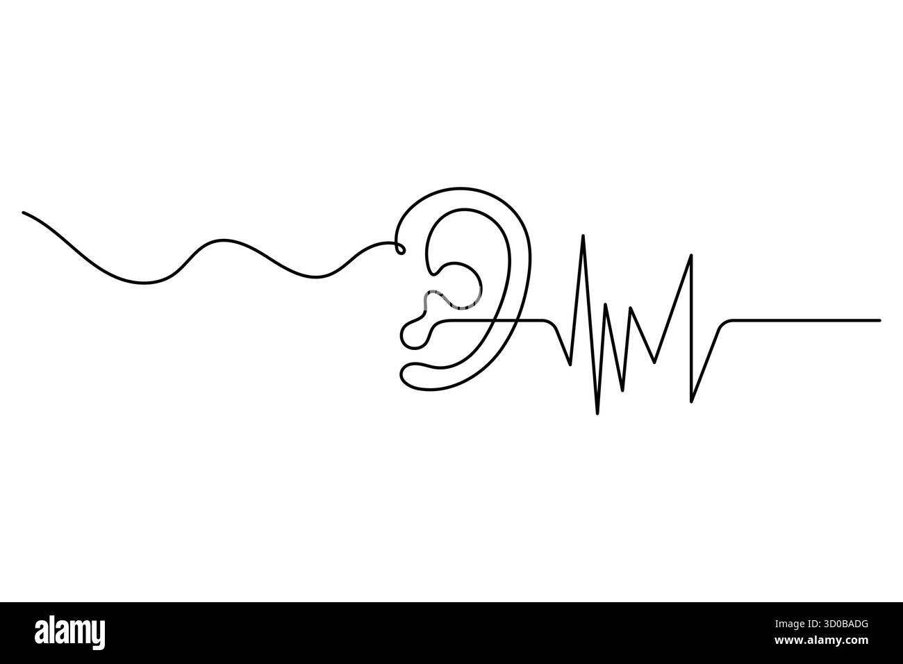 Dessin d'art continu d'oreille humaine d'une ligne d'illustration vectorielle de contour. Illustration de Vecteur