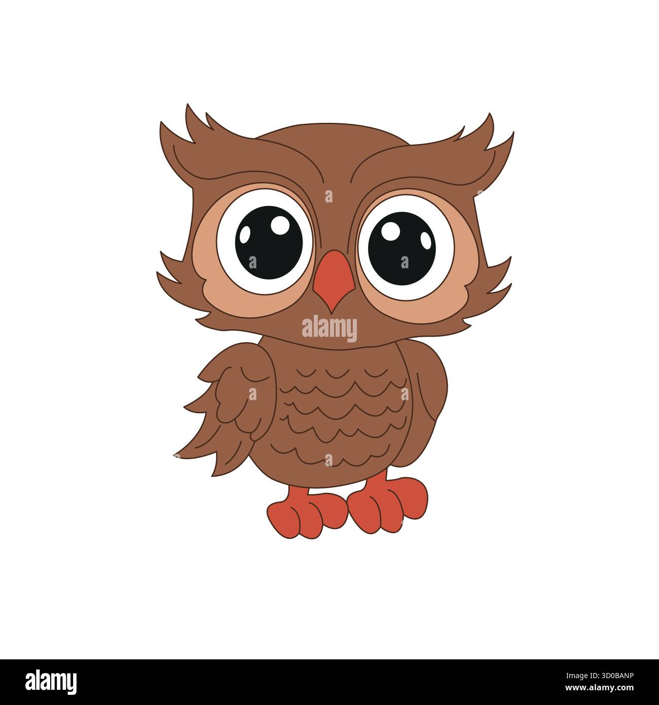 Oiseau hibou de dessin animé mignon. Illustration vectorielle. Illustration de Vecteur