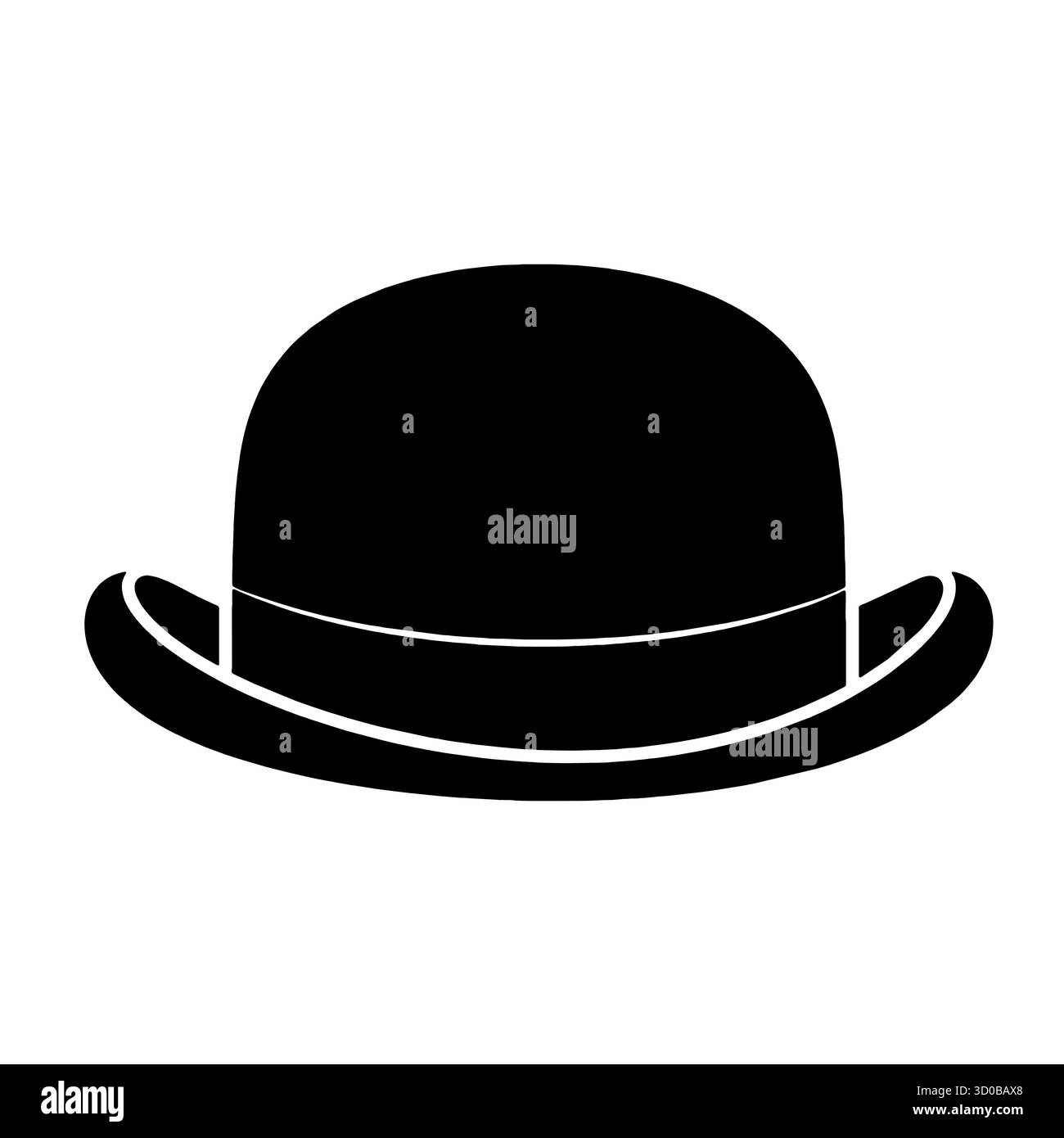 Silhouette de chapeau meller noir sur fond blanc. Illustration de Vecteur