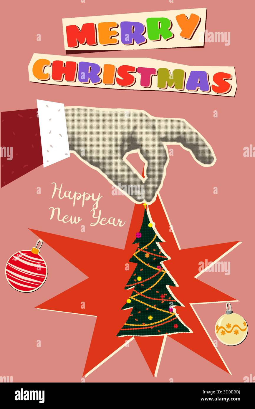 Affiche vintage de Noël et du nouvel an Illustration de Vecteur