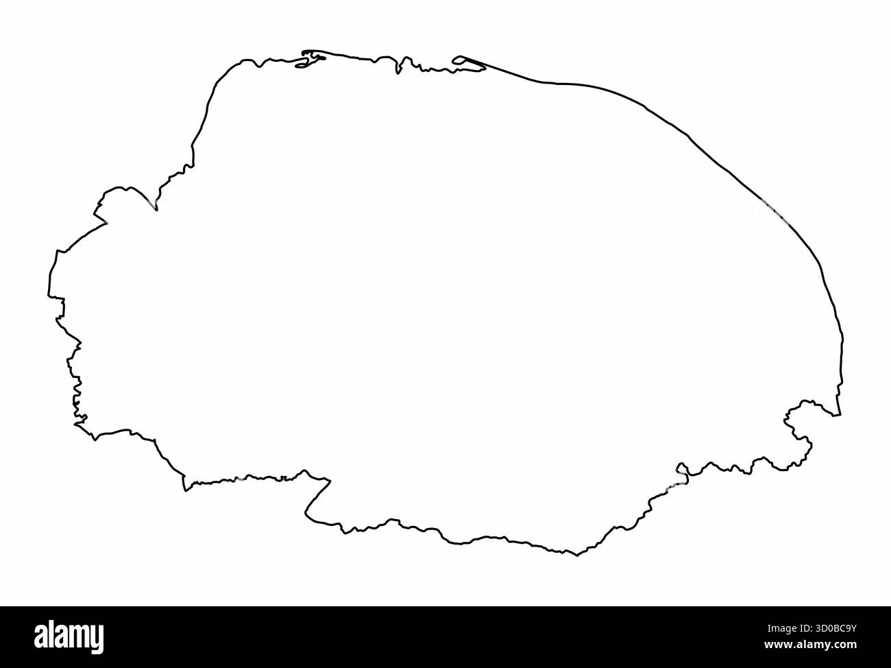 Carte de contour du comté de Norfolk isolée sur fond blanc, Angleterre Illustration de Vecteur