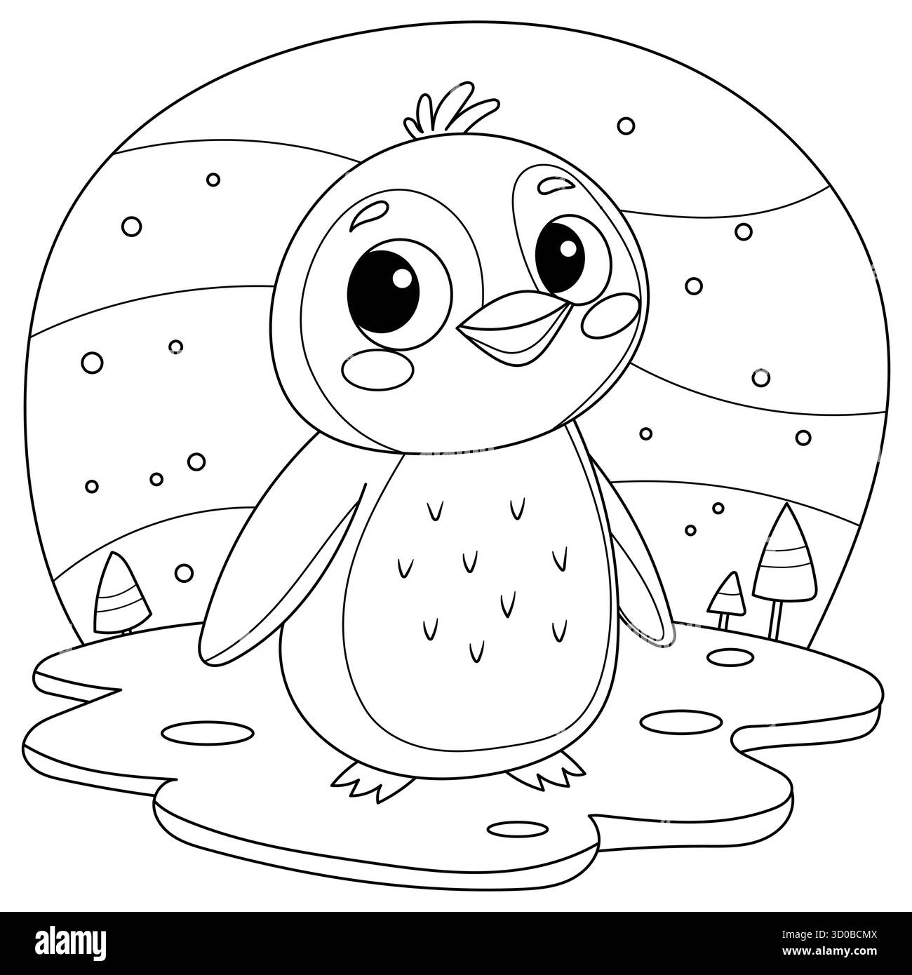 Livre de coloriage Pinguin pour les enfants Illustration de Vecteur
