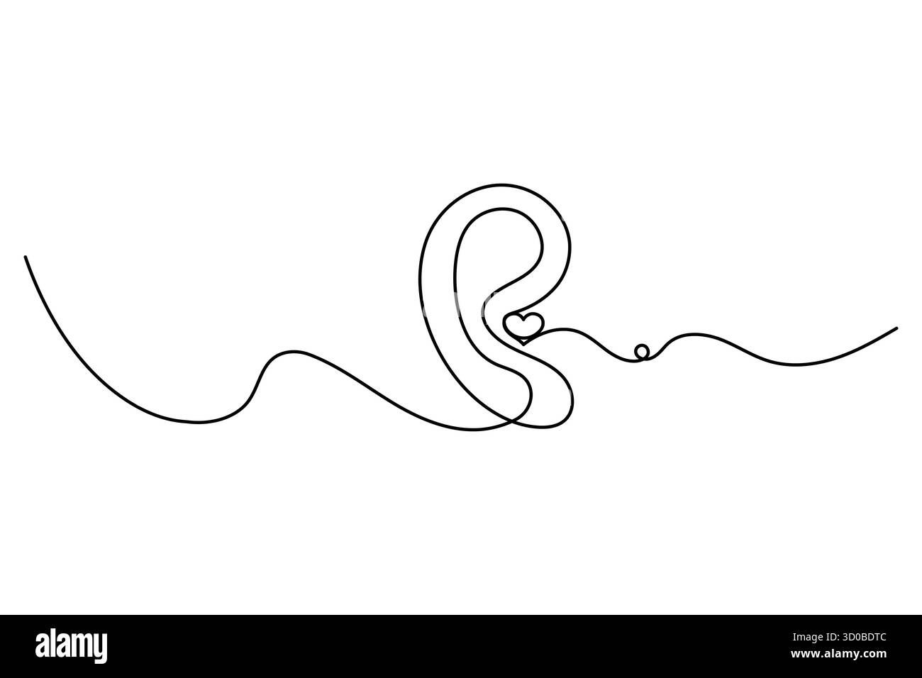 Dessin d'art continu d'oreille humaine d'une ligne d'illustration vectorielle de contour. Illustration de Vecteur