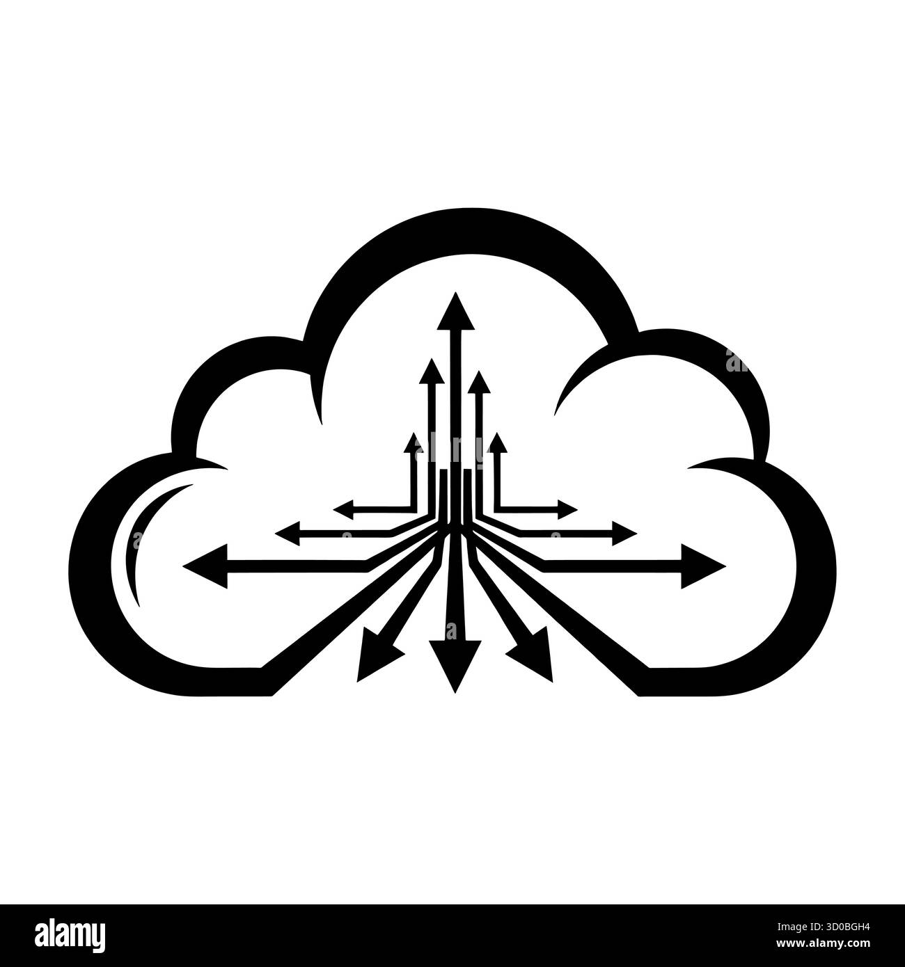 Nuage abstrait avec des flèches symbolisant le flux de données et la connectivité réseau. Illustration de Vecteur