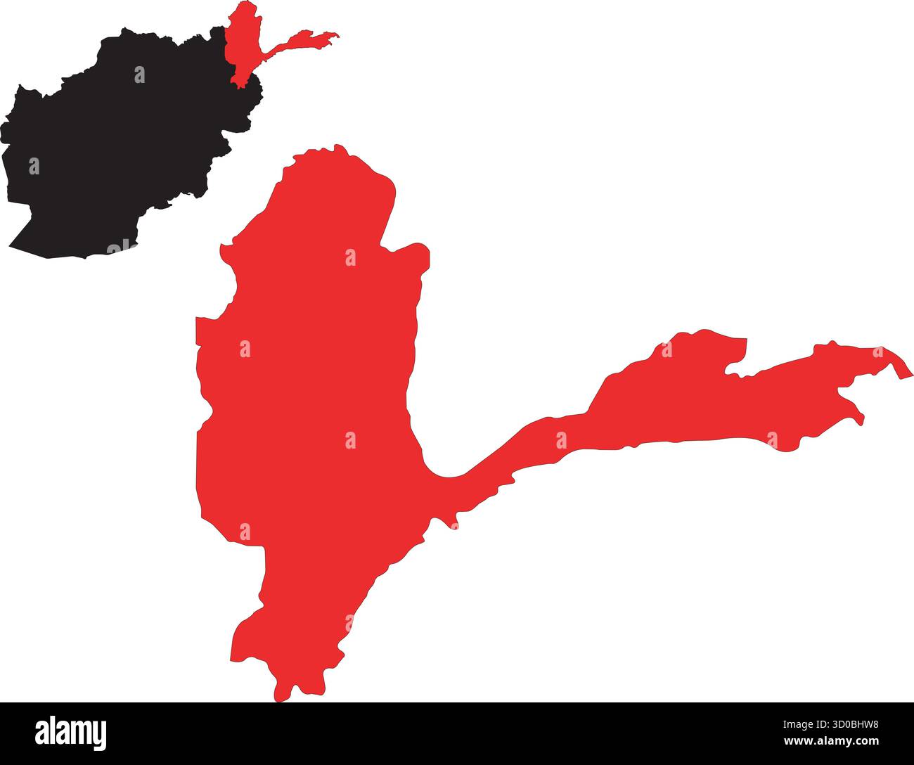 Vecteur de carte noir de l'Afghanistan montrant les provinces avec Badakhshan et la région du couloir de Wakhan en surbrillance Illustration de Vecteur