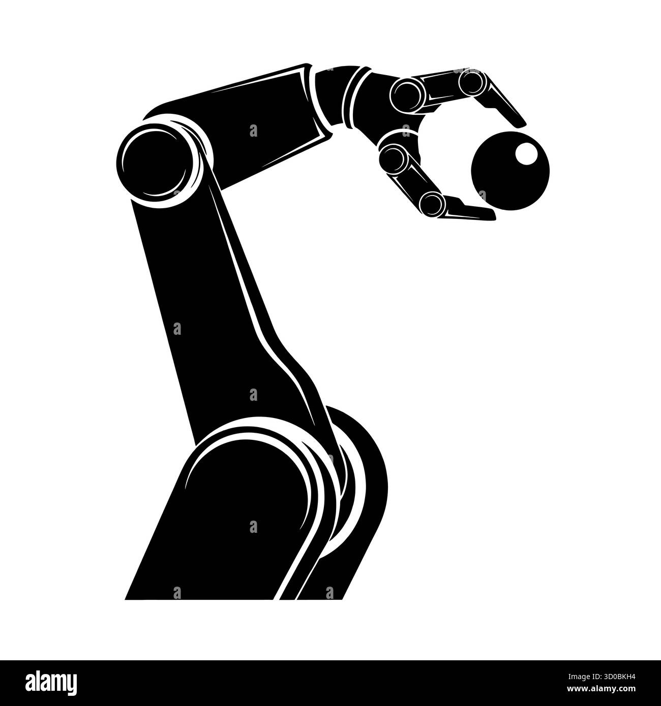Sphère de préhension de bras robotique dans un design minimaliste noir et blanc. Illustration de Vecteur