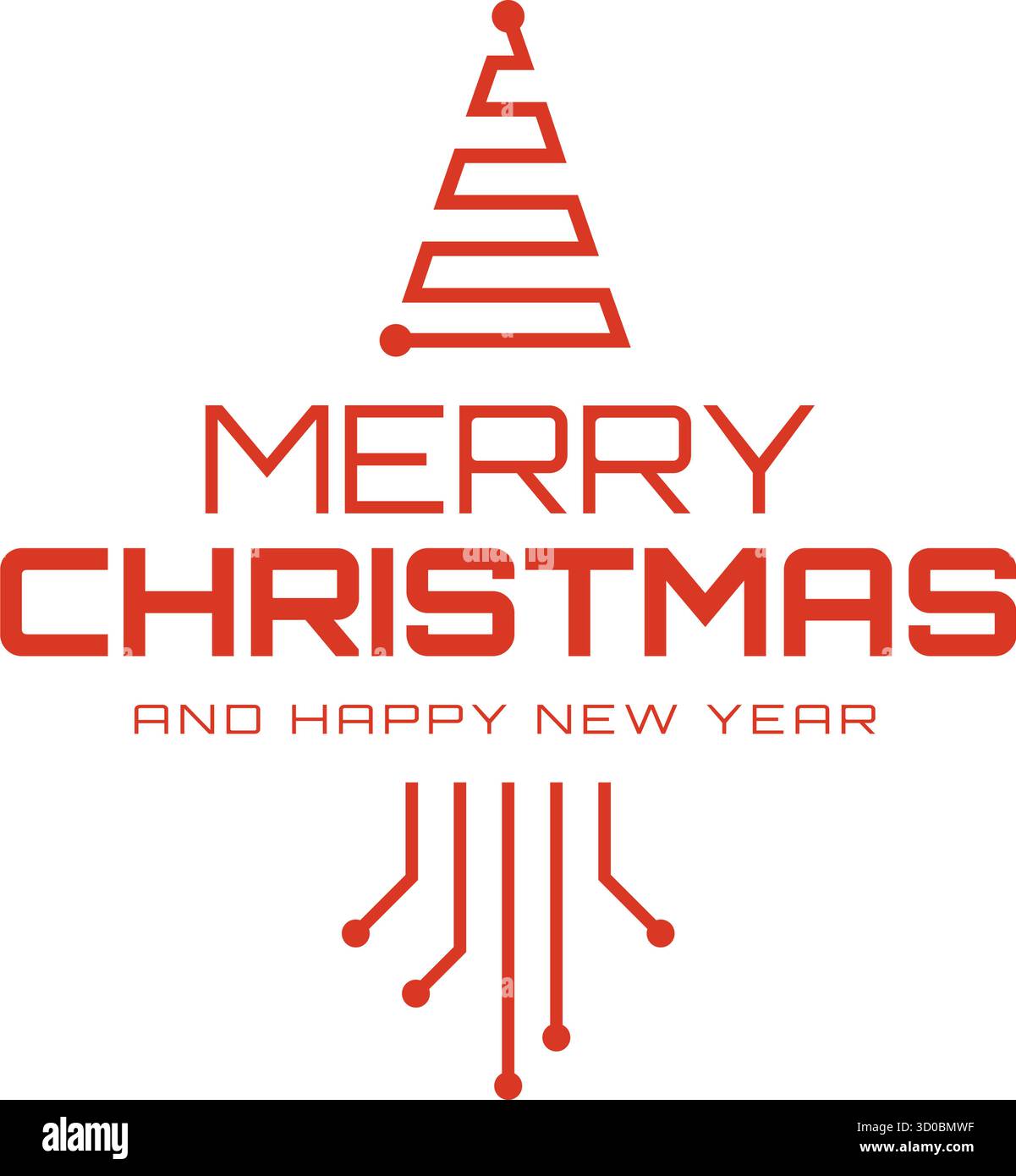 Carte de Noël Hi-tech et électronique avec souhaits Illustration de Vecteur