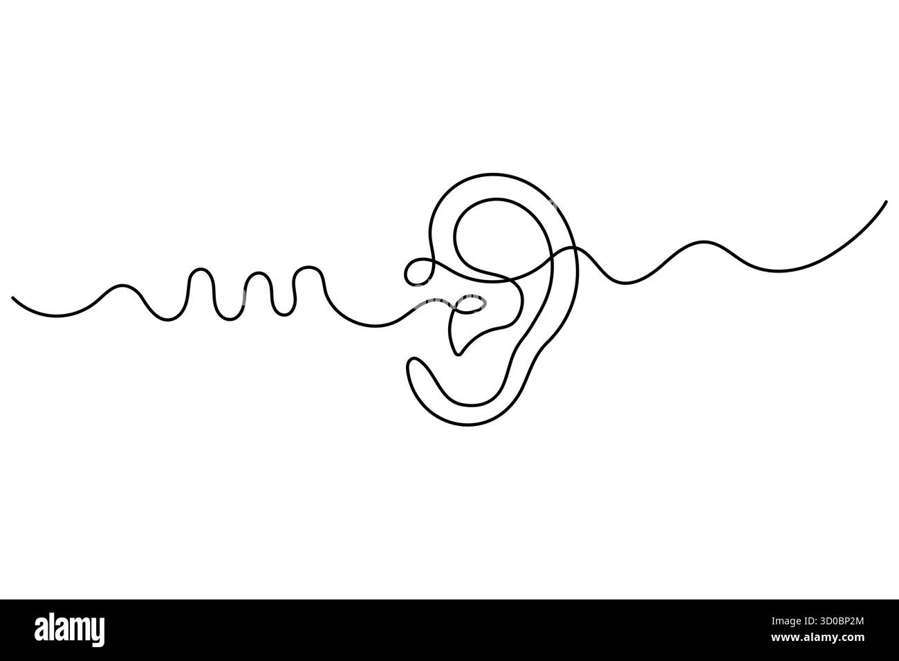 Dessin d'art continu d'oreille humaine d'une ligne d'illustration vectorielle de contour. Illustration de Vecteur