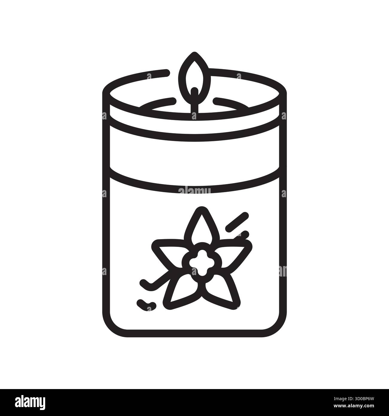 Icône de ligne noire de bougie parfumée. Elément isolé vectoriel.contour modifiable Illustration de Vecteur