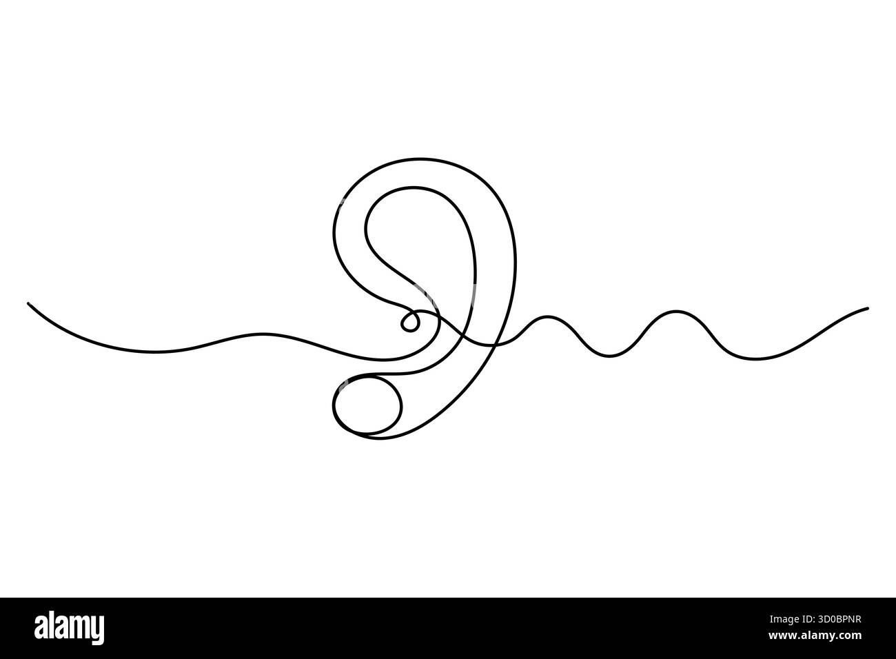 Dessin d'art continu d'oreille humaine d'une ligne d'illustration vectorielle de contour. Illustration de Vecteur