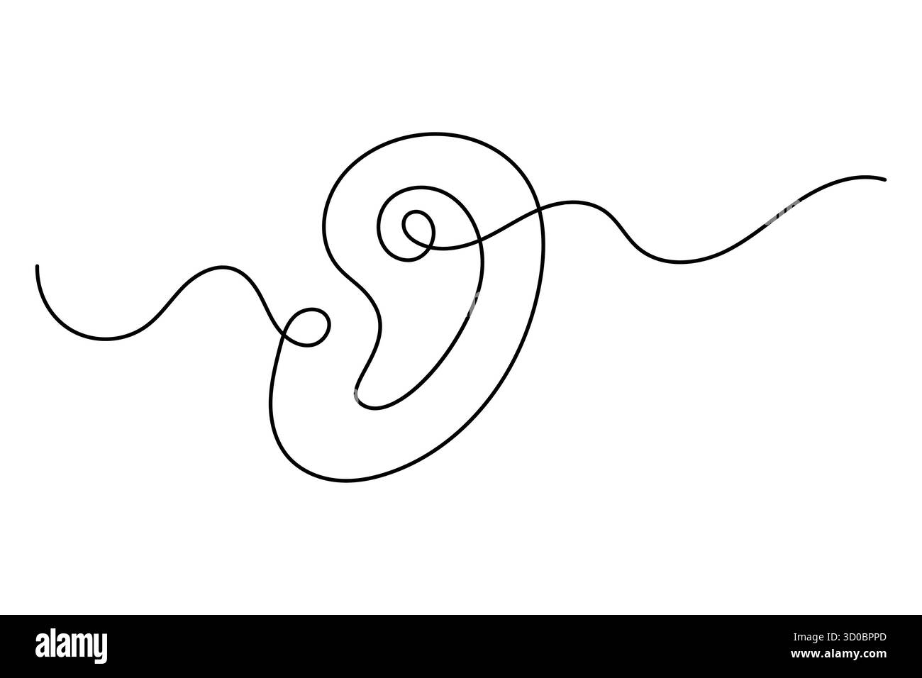 Dessin d'art continu d'oreille humaine d'une ligne d'illustration vectorielle de contour. Illustration de Vecteur
