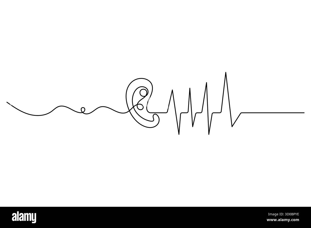 Dessin d'art continu d'oreille humaine d'une ligne d'illustration vectorielle de contour. Illustration de Vecteur