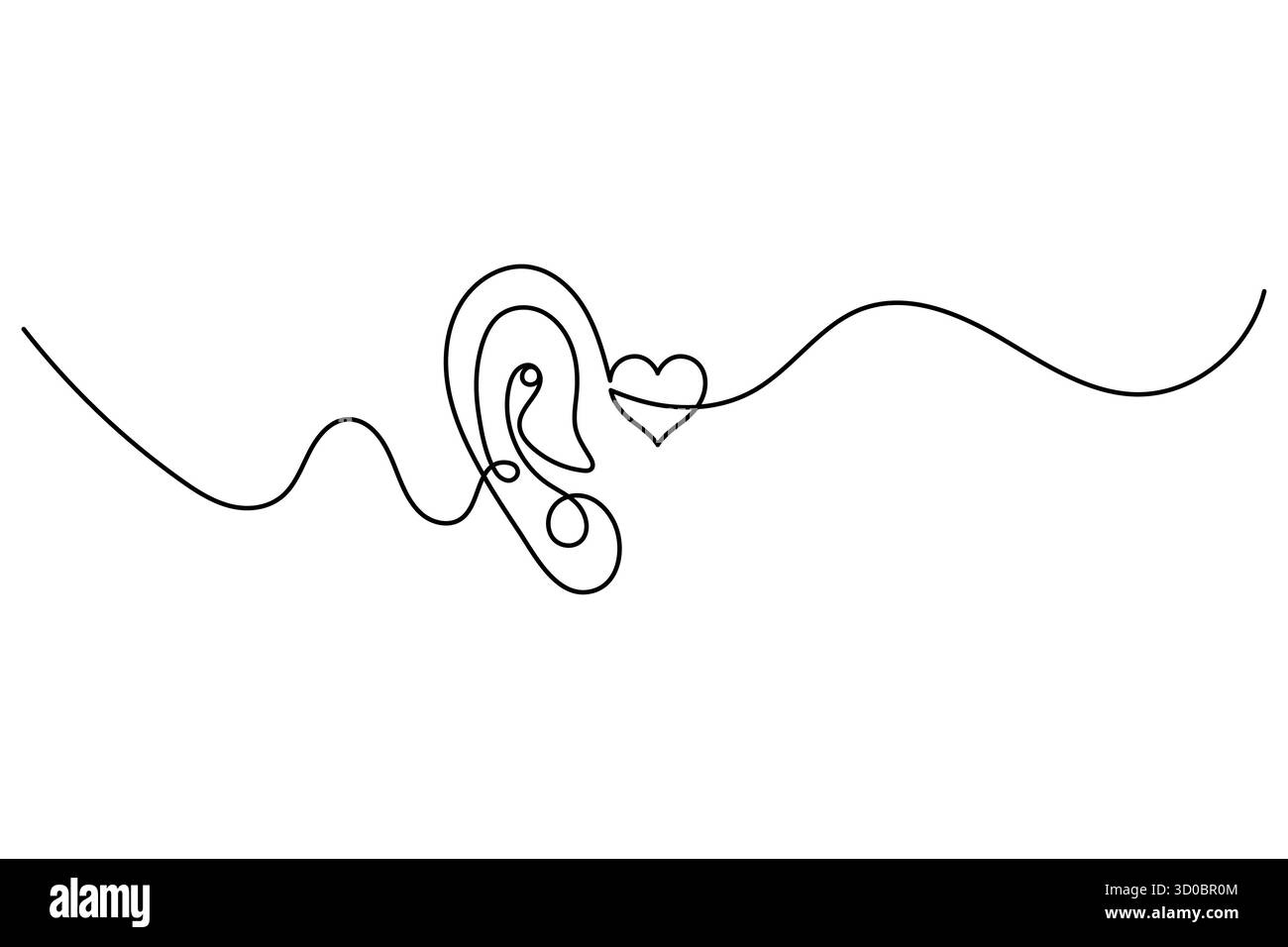 Dessin d'art continu d'oreille humaine d'une ligne d'illustration vectorielle de contour. Illustration de Vecteur